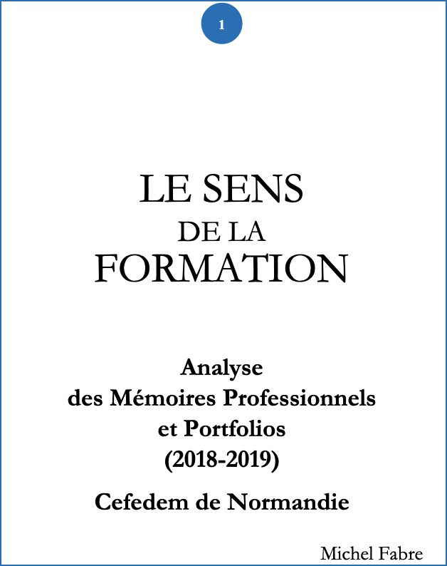 Le sens de la formation. Analyse des mémoires professionnels et portfolios (2018-2019)